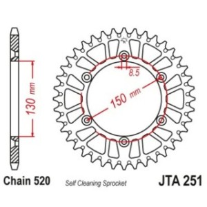 Corona JT SPROCKETS aluminio negro ultraligero 251 - 520 - 1096568002 -  Motoshop