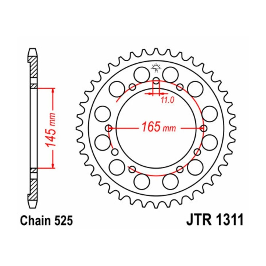 JT SPROCKETS Steel Standard Rear Sprocket 1311 - 525 - Motoshop