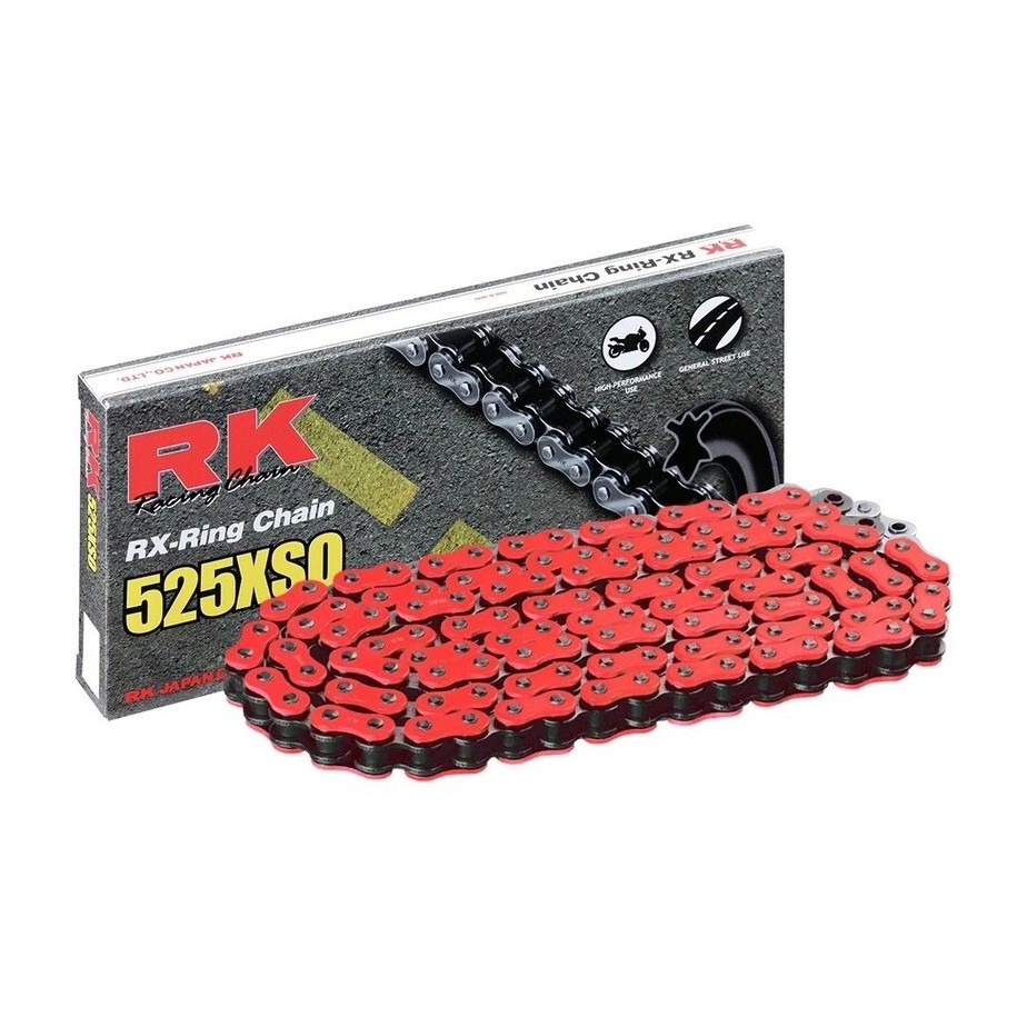 Cadena RK FR525XSO con 118 eslabones rojo - Motoshop