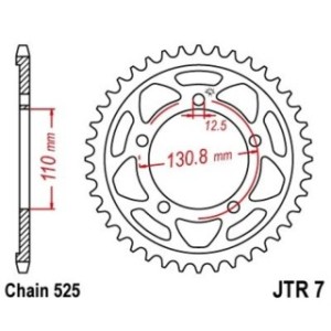 Corona JT 7 de zinc negro con 46 dientes - Motoshop