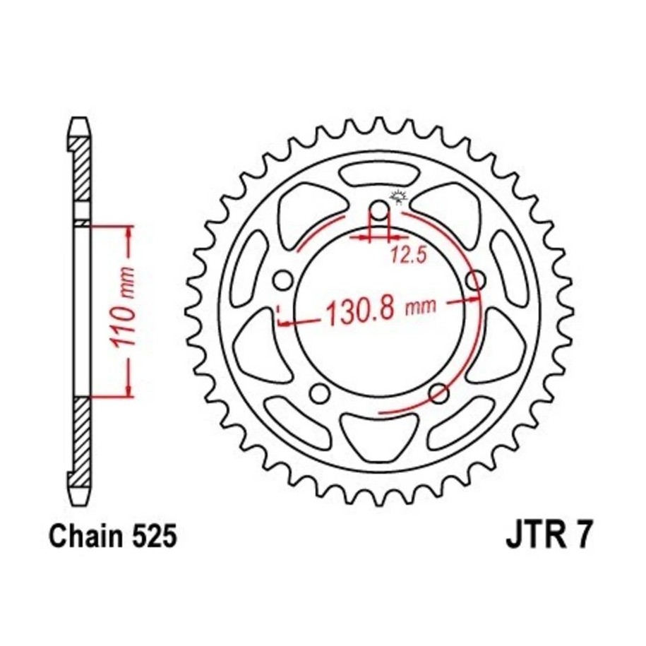 Corona JT 7 de zinc negro con 46 dientes - Motoshop